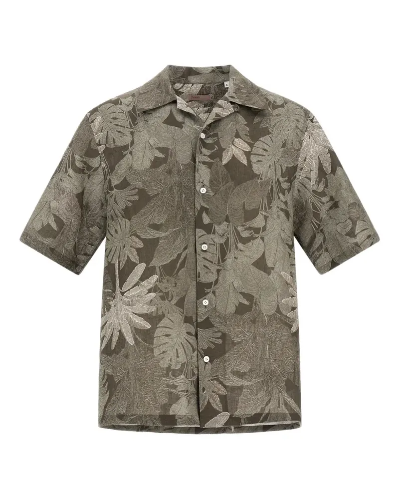 Herno tropical-print linen shirt - Grün Grün