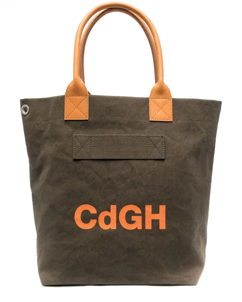 Comme des Garçons Shopper aus Canvas mit Logo-Print - Grün Grün