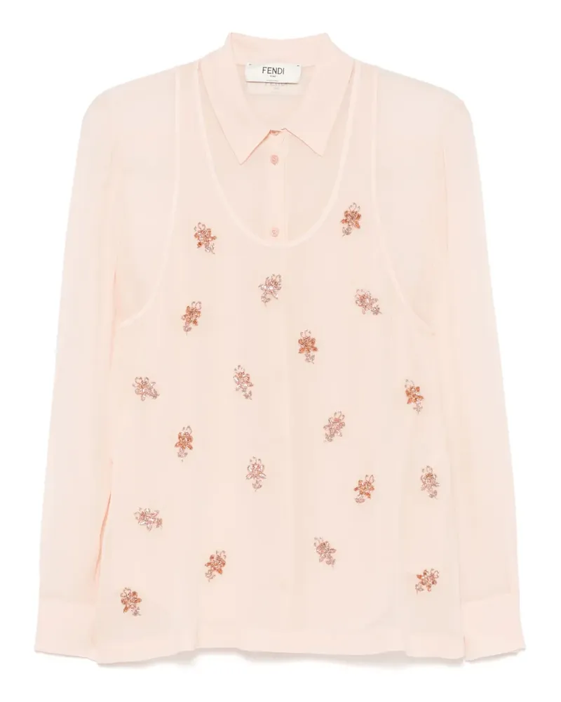 Fendi Georgette-Hemd mit Stickerei - Rosa Rosa