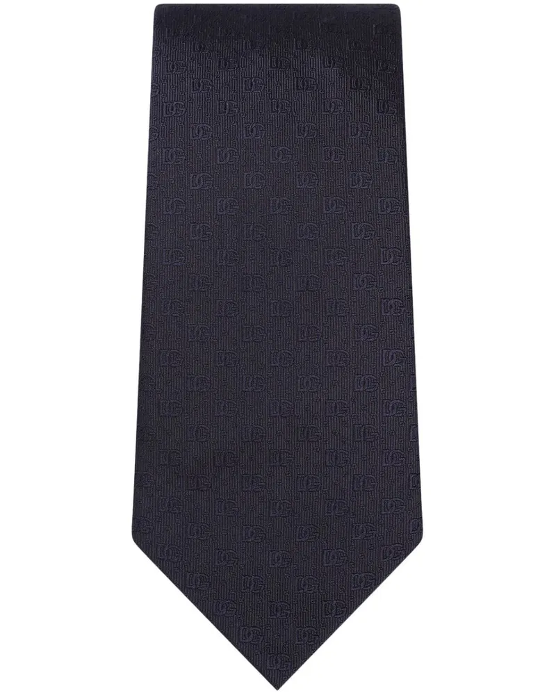 Dolce & Gabbana Seidenkrawatte aus Logo-Jacquard - Blau Blau