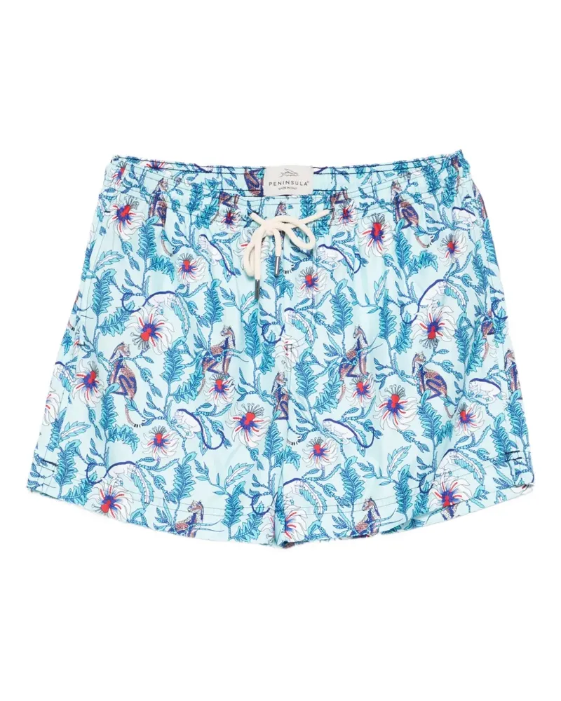 PENINSULA Badeshorts mit Blumen-Print - Blau Blau
