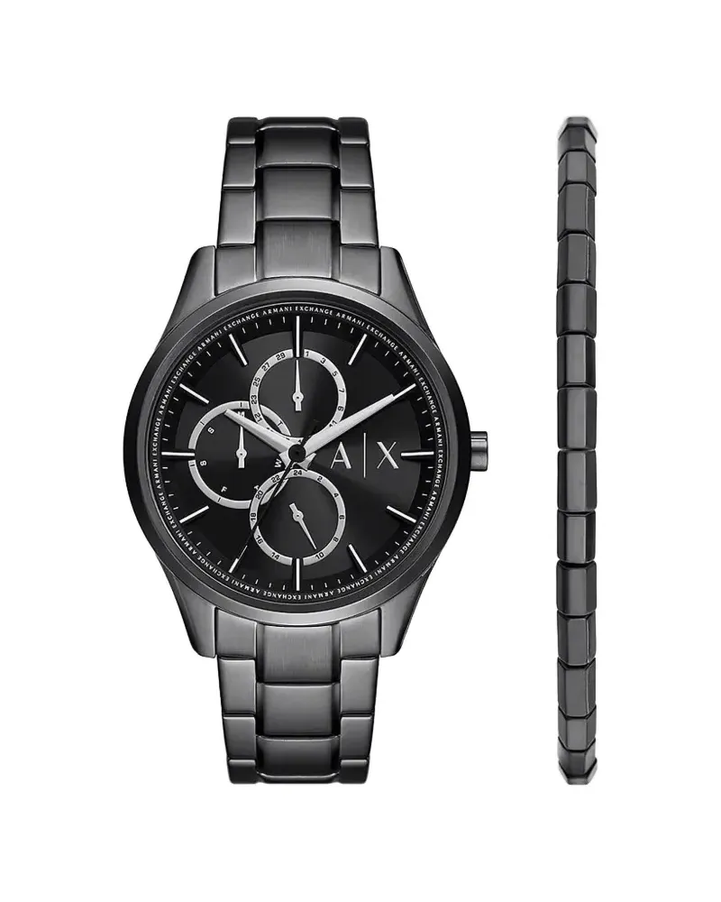 Armani Exchange Set mit rundem Zifferblatt 42mm - Schwarz Schwarz