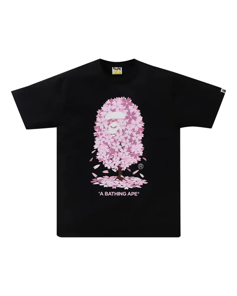BAPE T-Shirt mit Blumenprint - Schwarz Schwarz