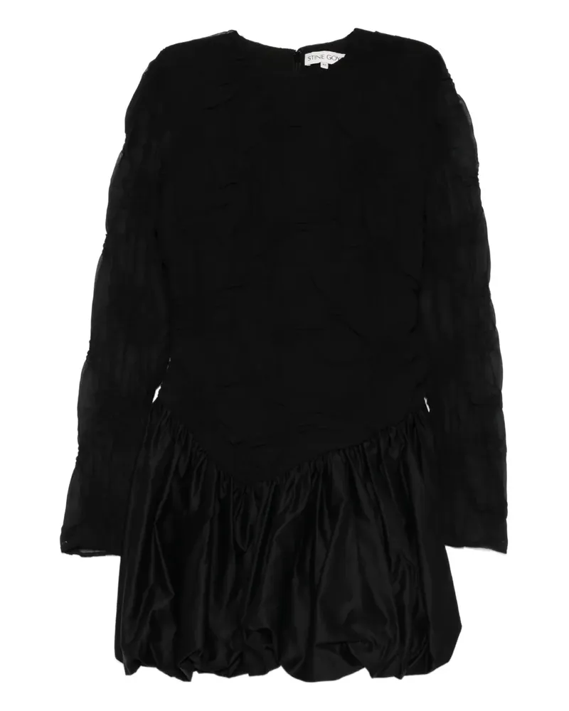 Stine Goya Minikleid mit gesmokten Blumen - Schwarz Schwarz