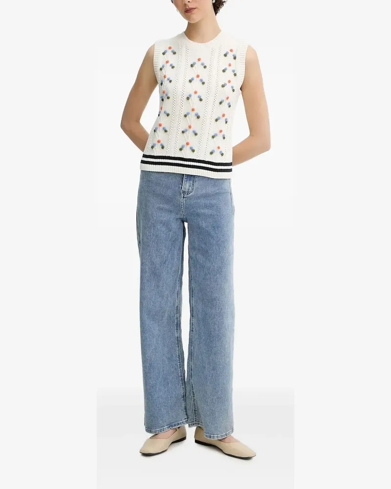 Paul Smith Pompon-Weste mit Zopfmuster - Weiß Weiß