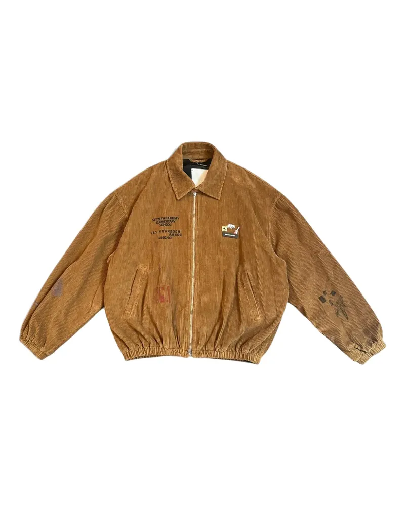Song For The Mute School Portrait corduroy bomber jacket - Braun Braun