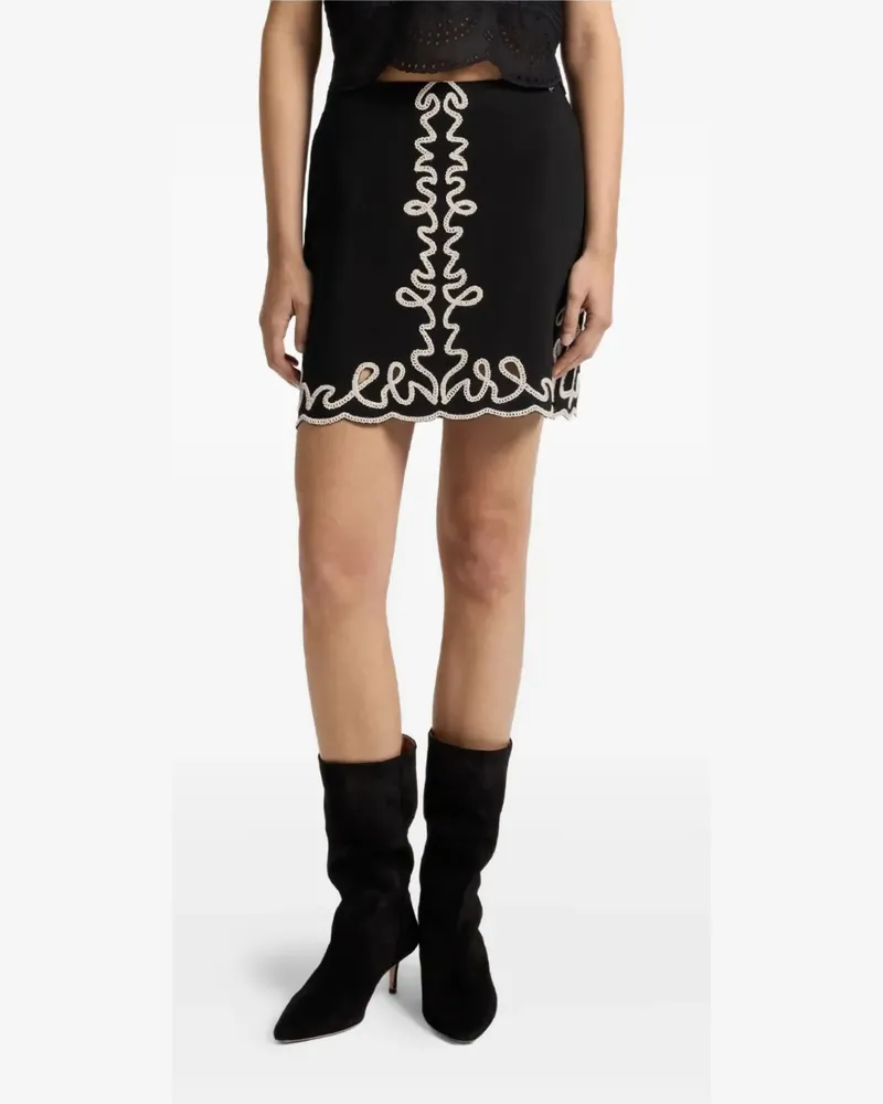 HUGO BOSS Bestickter Minirock mit Wellensaum - Schwarz Schwarz