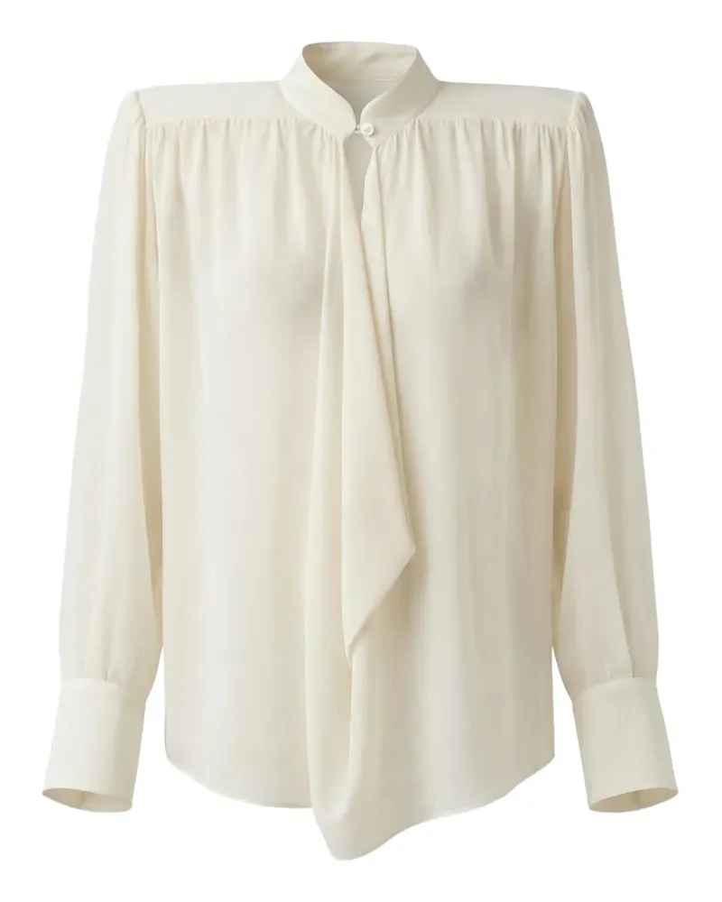 ALMAZ Hit The Trail draped padded-shoulder blouse - Weiß Weiß