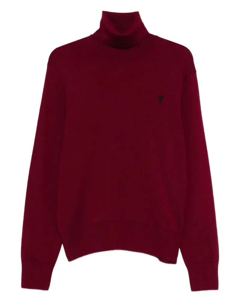 AMI Paris Bestickter Rollkragenpullover - Rot Rot