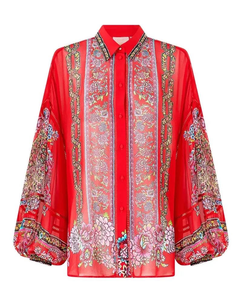 Camilla Artisans of Anatolia Bluse mit Ballonärmeln - Rot Rot