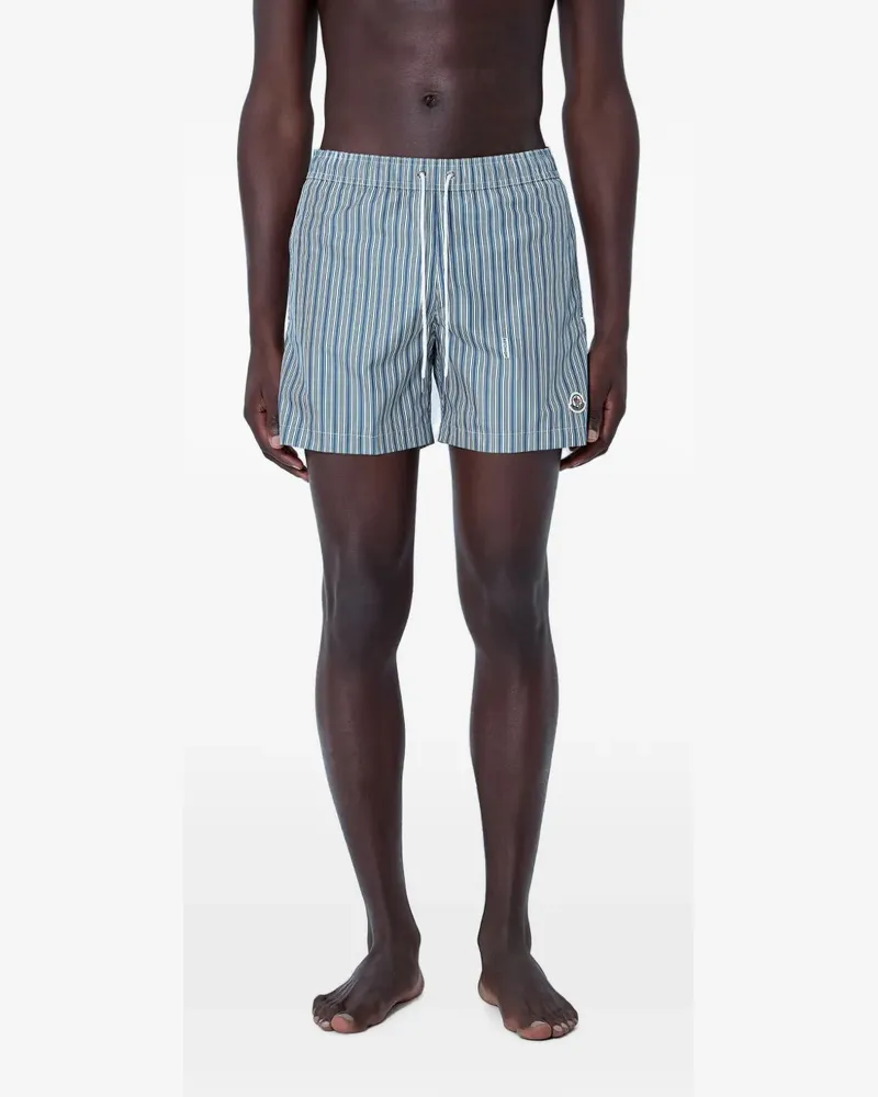 Moncler stripe-pattern drawstring swim shorts - Blau Blau