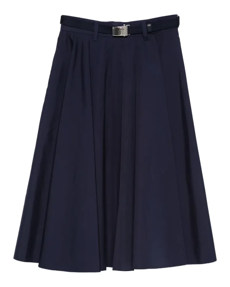 Prada A-line belted midi skirt - Blau Blau