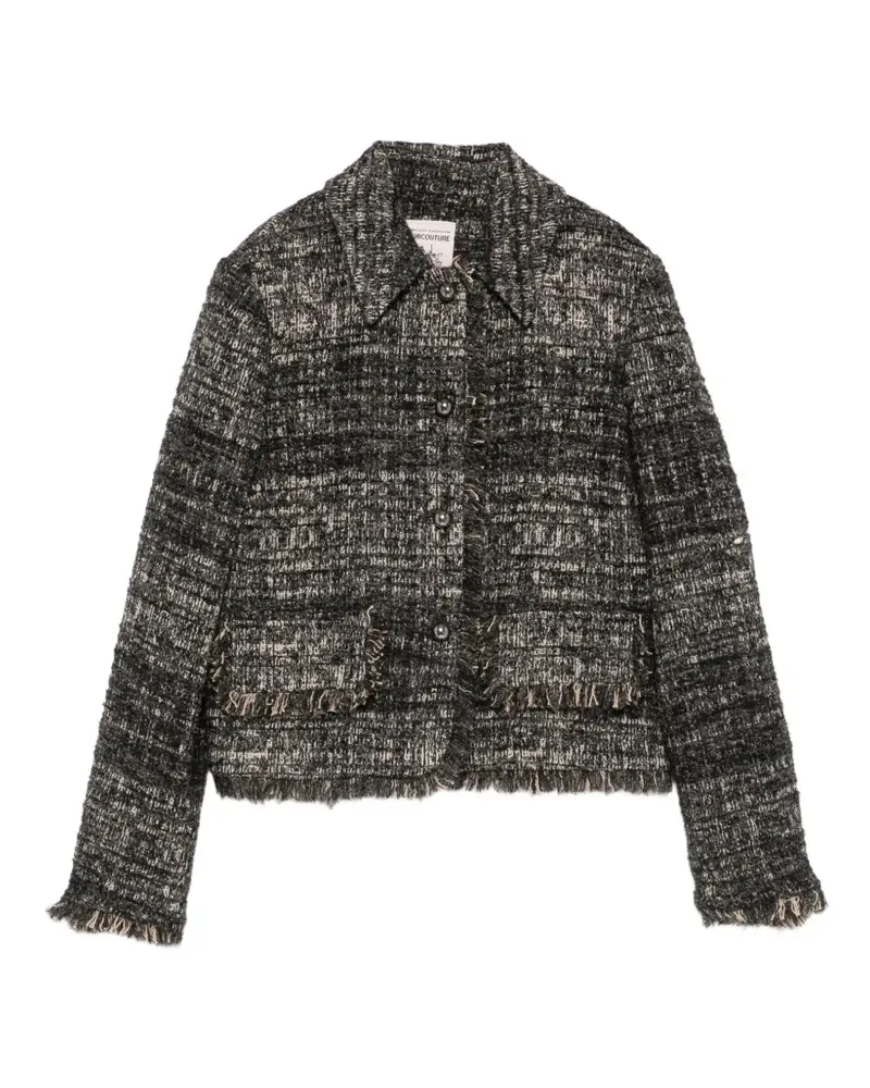 Semicouture Ausgefranste Bouclé-Jacke - Schwarz Schwarz