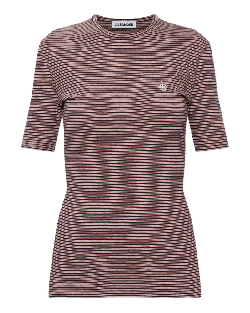 Jil Sander striped logo-embroidered T-shirt - Blau Blau