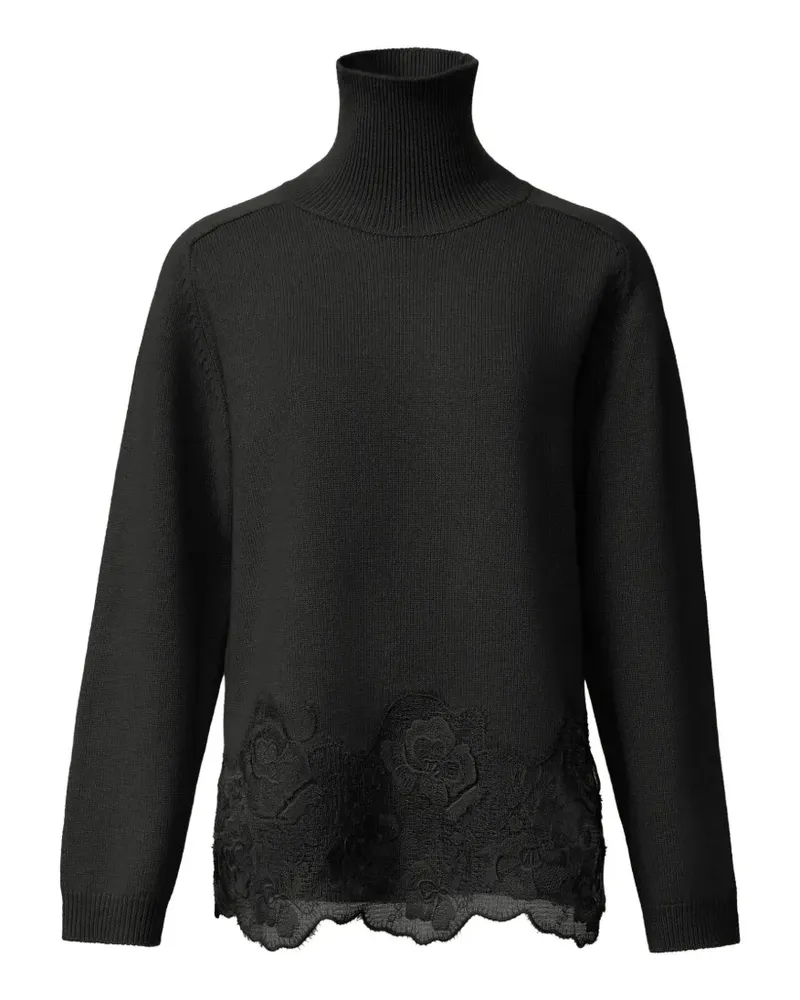 Fabiana Filippi Rollkragenpullover mit Spitzenbesatz - Schwarz Schwarz
