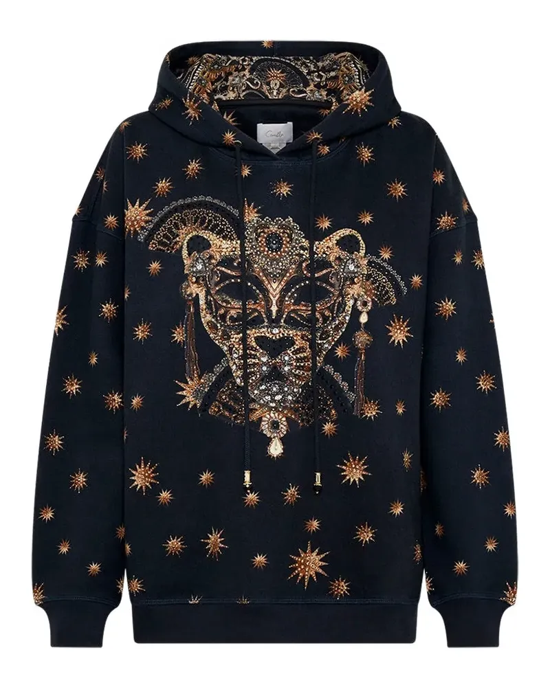 Camilla graphic-detail cotton hoodie - Blau Blau