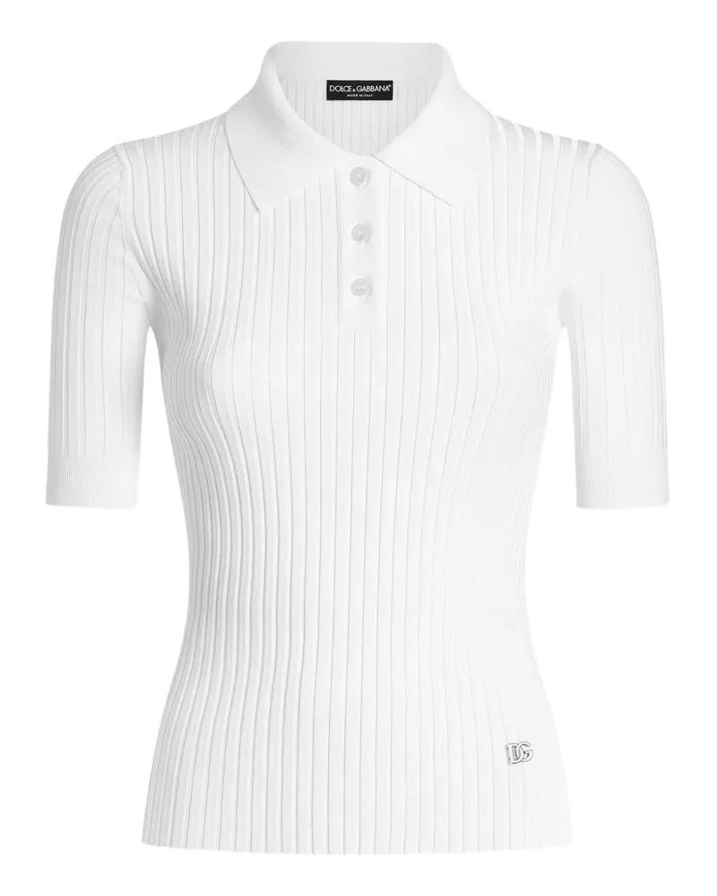 Dolce & Gabbana Geripptes Poloshirt - Weiß Weiß
