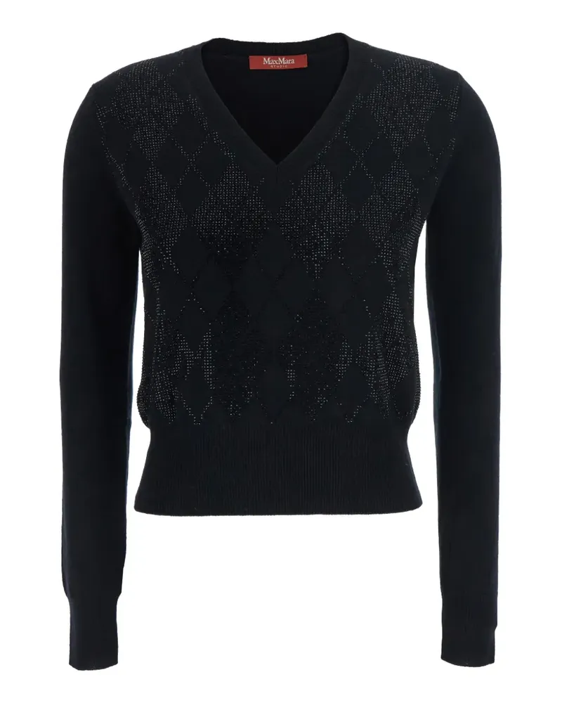 Max Mara Pullover mit Strass - Schwarz Schwarz