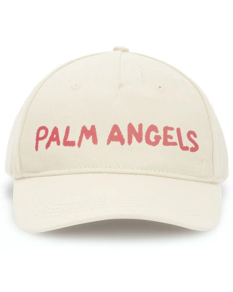 Palm Angels Twill-Baseballkappe mit Logo-Print Weiß