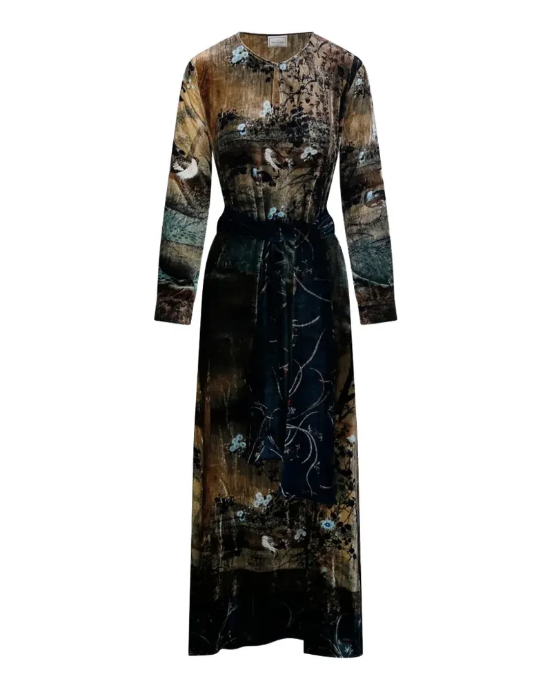Pierre-Louis Mascia landscape-print belted maxi dress - Blau Blau