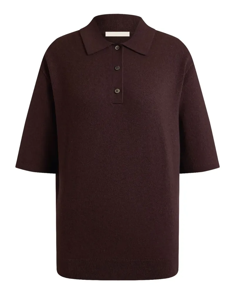 12 STOREEZ Gestricktes Poloshirt - Braun Braun