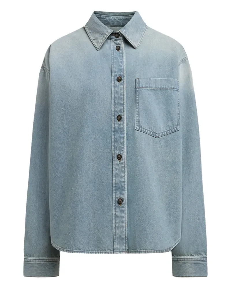 12 STOREEZ Klassisches Jeanshemd - Blau Blau