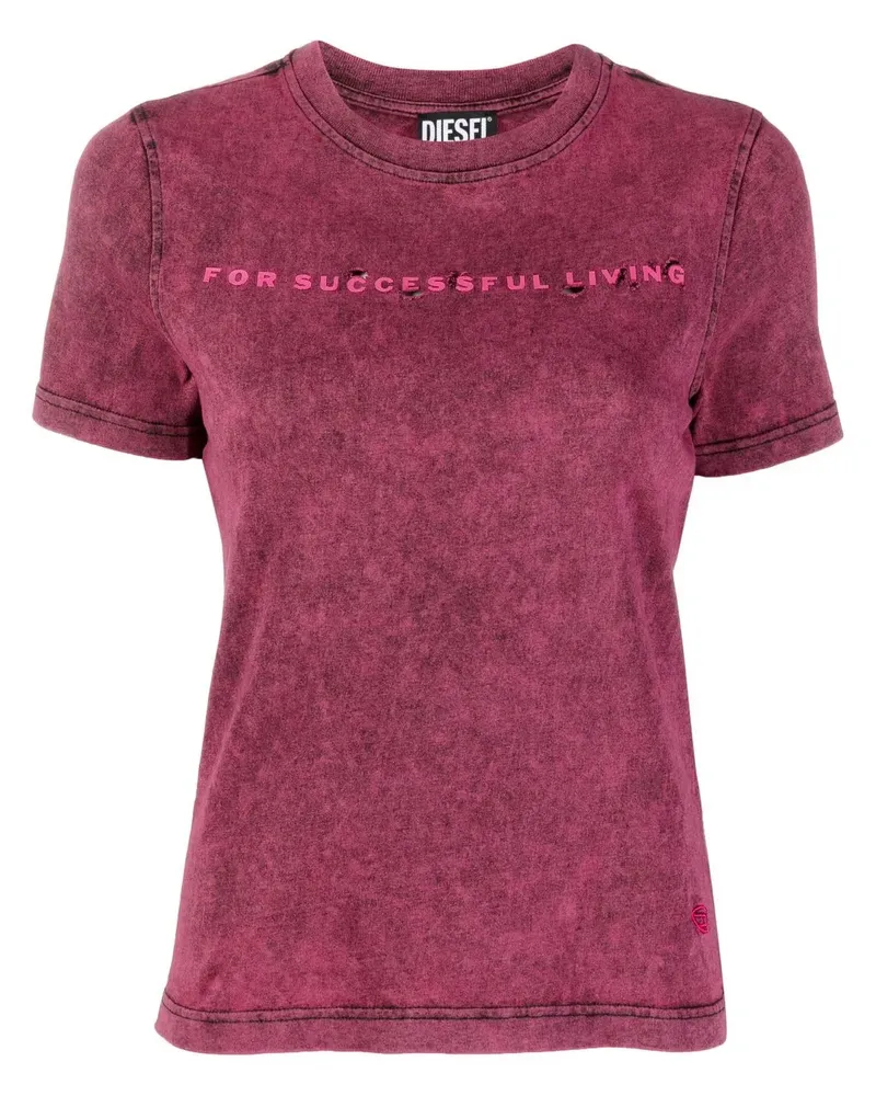 Diesel T-Shirt mit Distressed-Effekt - Rosa Rosa