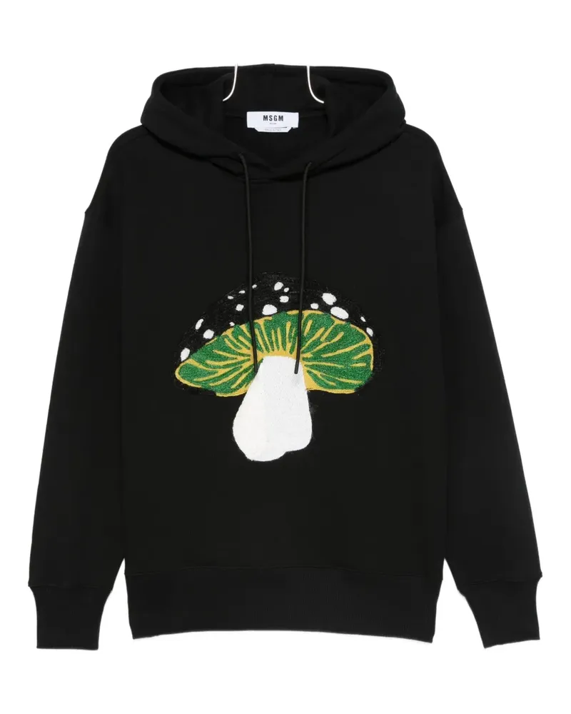 MSGM mushroom-embroidered hoodie - Schwarz Schwarz