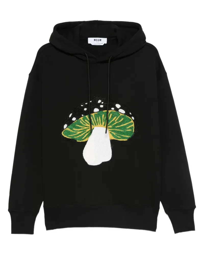MSGM Hoodie mit Pilzstickerei - Schwarz Schwarz