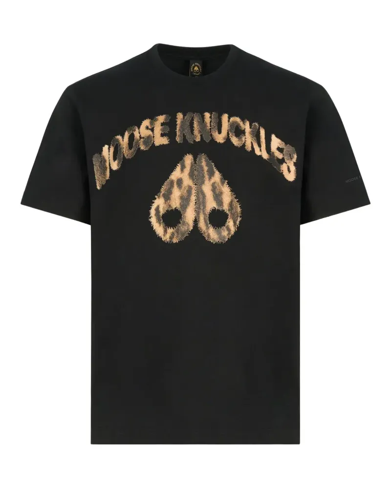 Moose Knuckles T-Shirt mit Leoparden-Muster - Schwarz Schwarz
