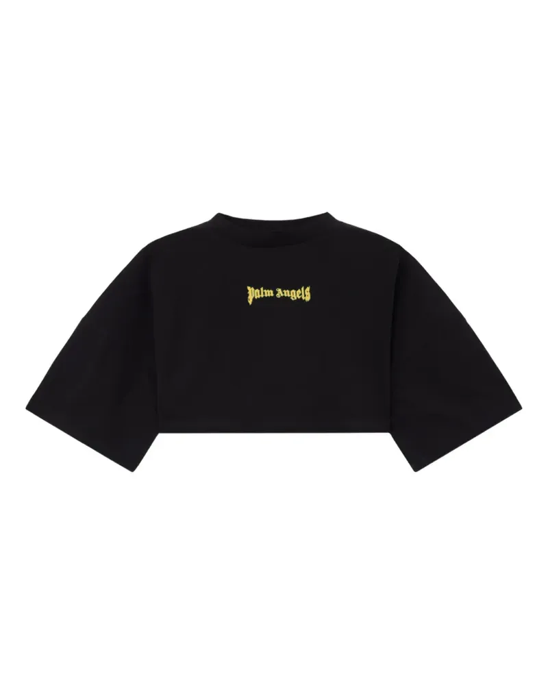 Palm Angels Cropped-T-Shirt mit Logo-Print - Schwarz Schwarz