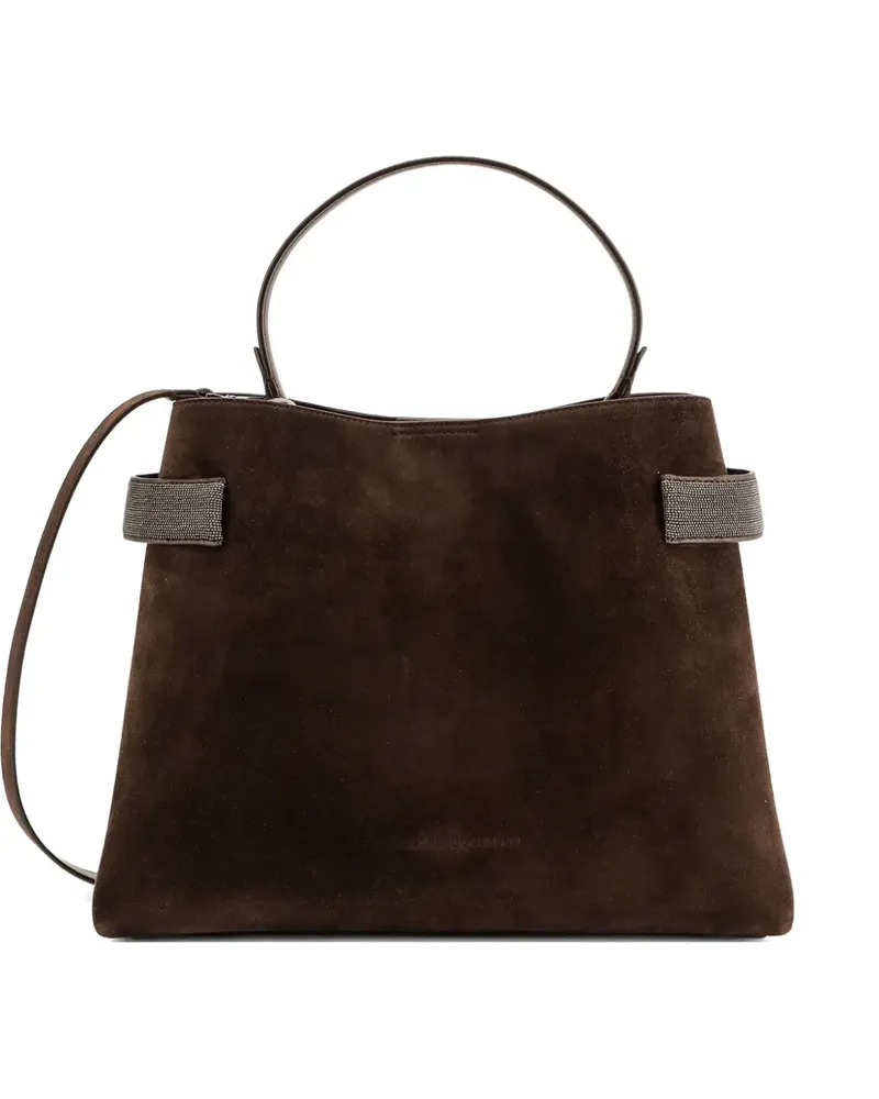 Brunello Cucinelli Essence Schultertasche mit Perlen - Braun Braun