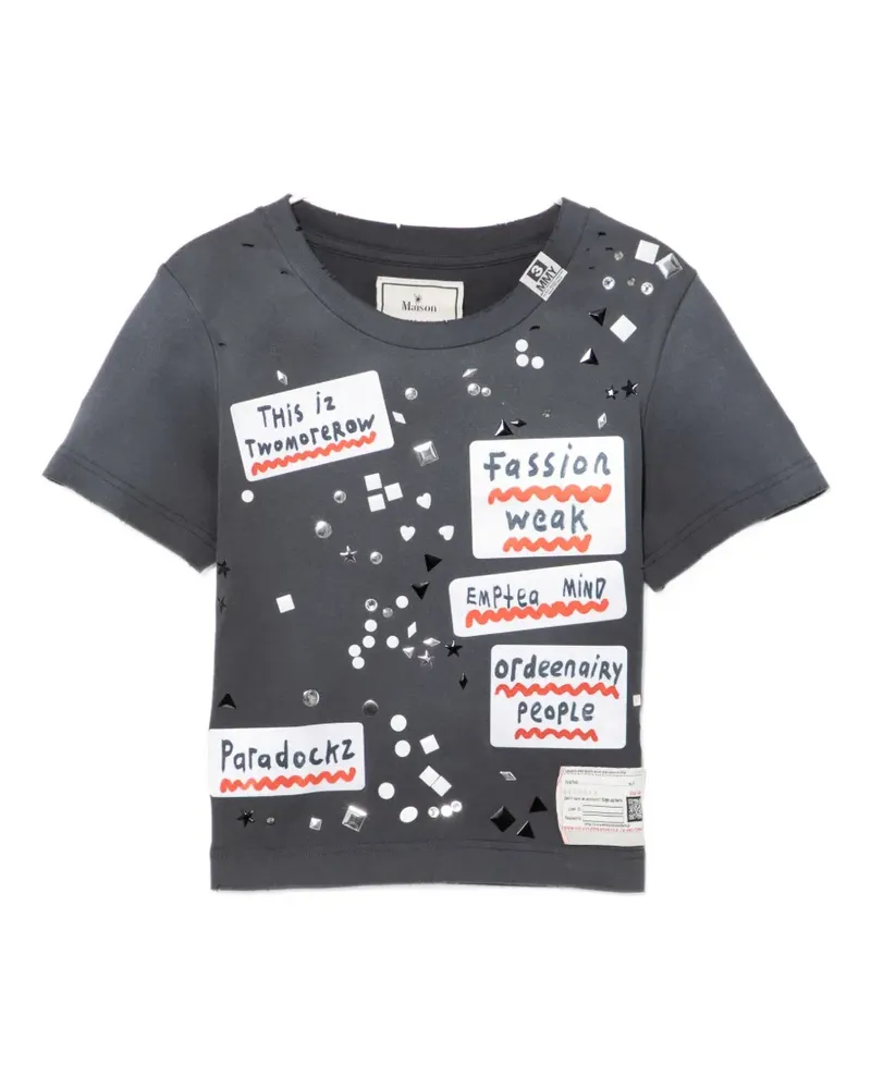 MIHARAYASUHIRO T-Shirt mit Slogan-Print - Grau Grau