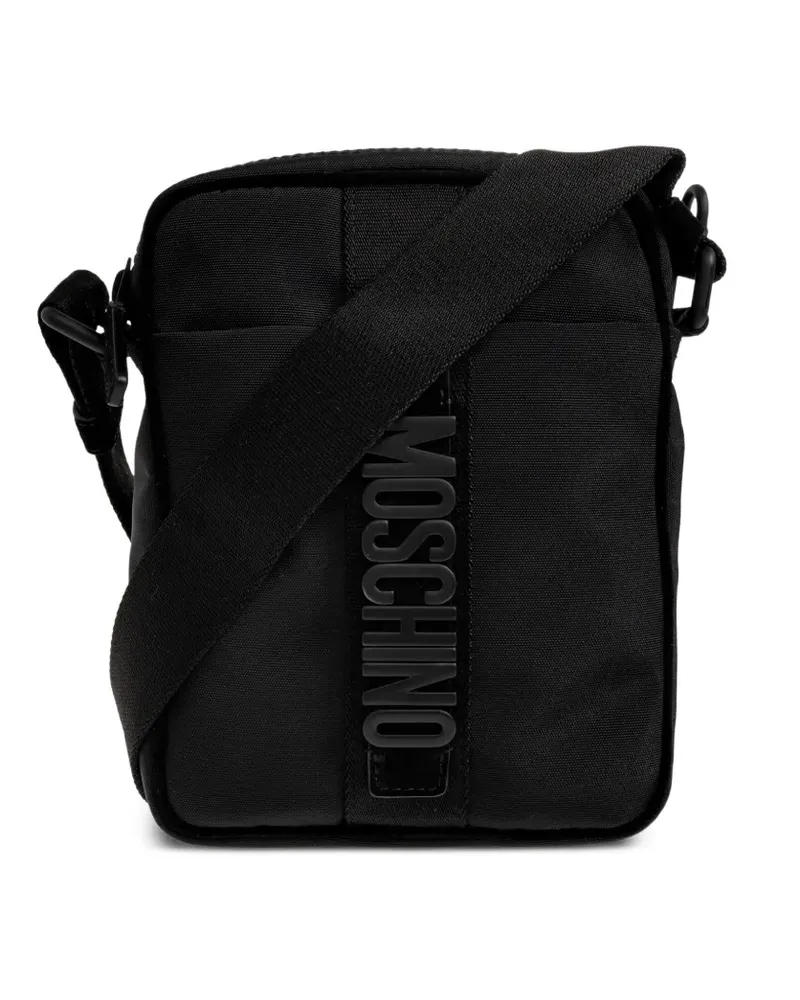Moschino Kuriertasche mit Logo-Schild - Schwarz Schwarz