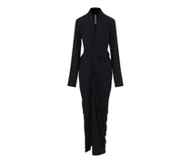 Langärmeliges Wickelkleid - Schwarz