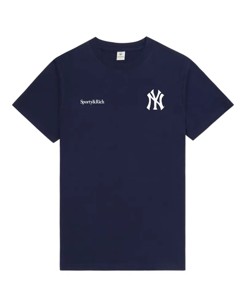 SPORTY & RICH Rundhals-T-Shirt mit Logo - Blau Blau