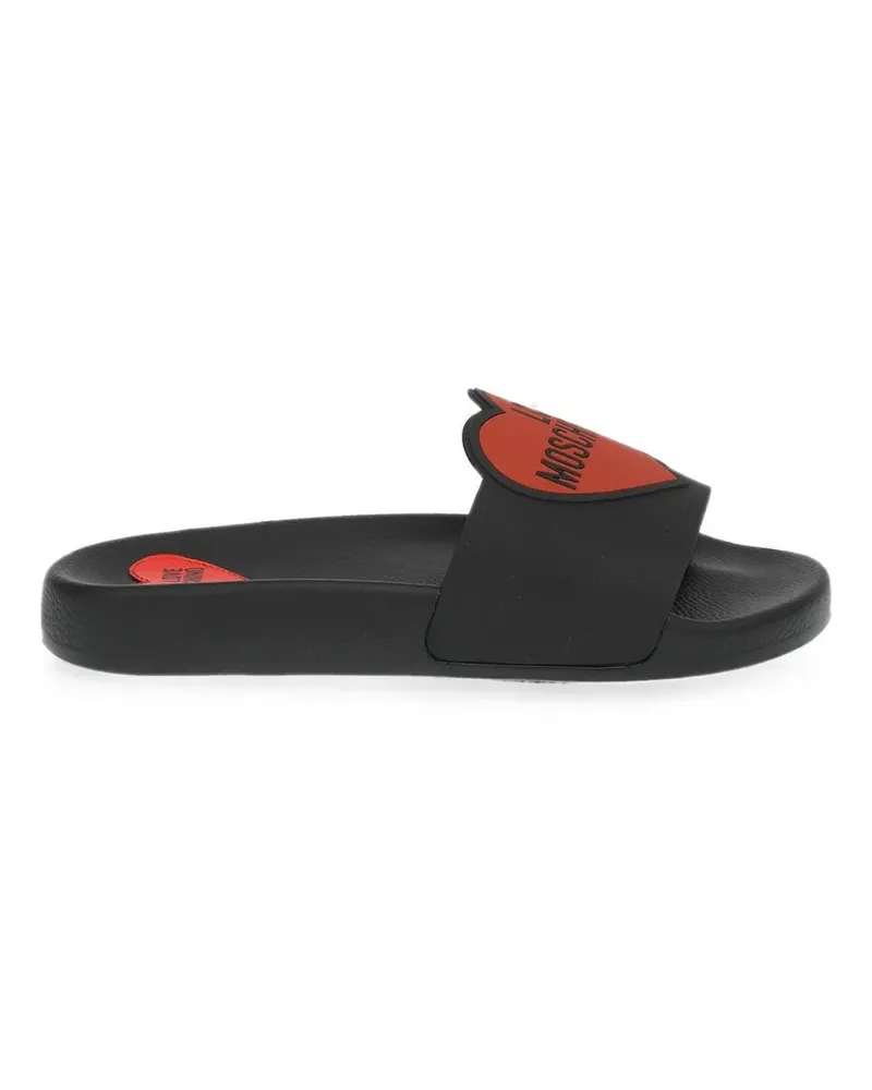 Moschino Pantoletten mit Print - Schwarz Schwarz
