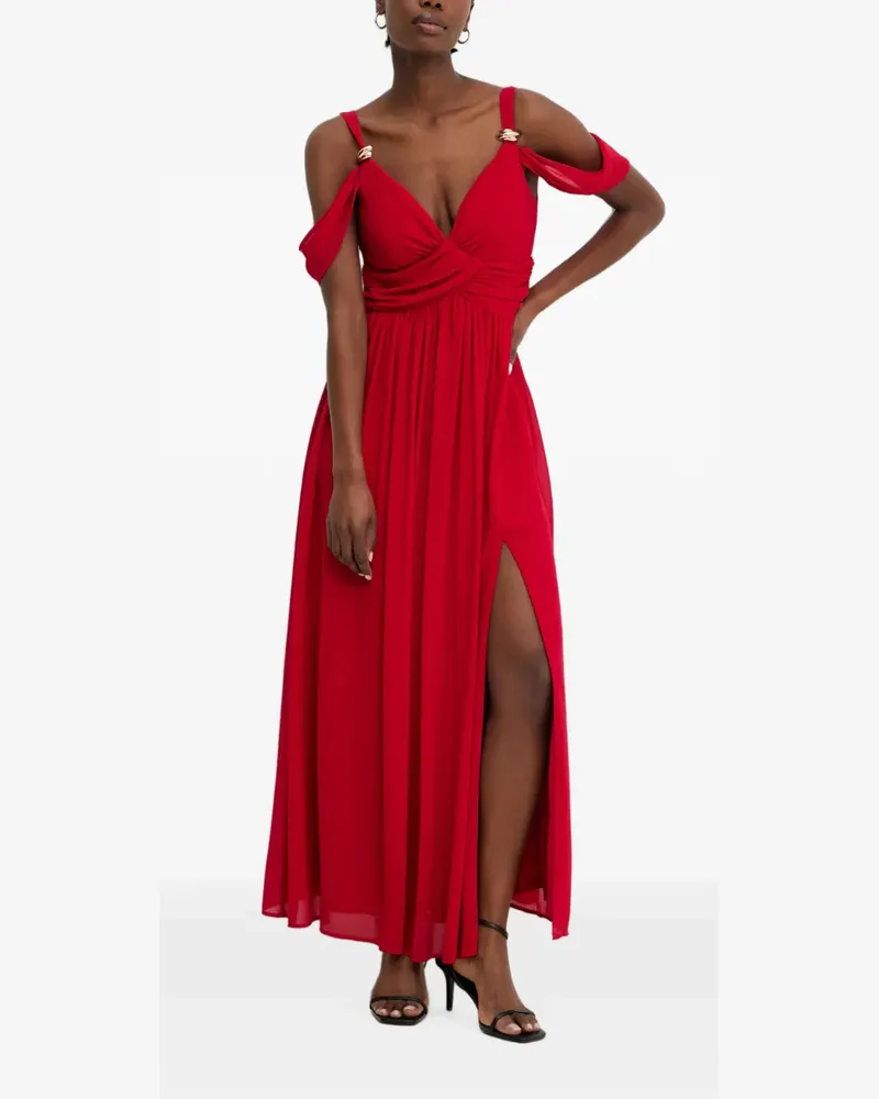 Morgan Schulterfreies Maxikleid mit Seitenschlitz - Rot Rot