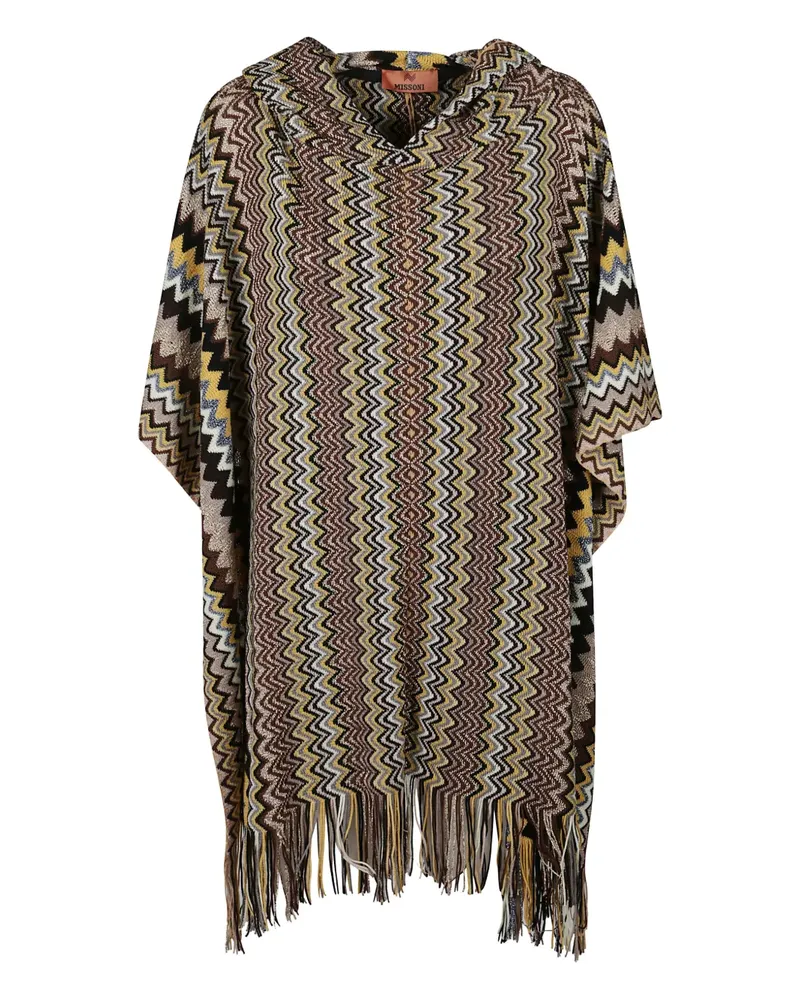 Missoni hooded fringed poncho - Braun Braun