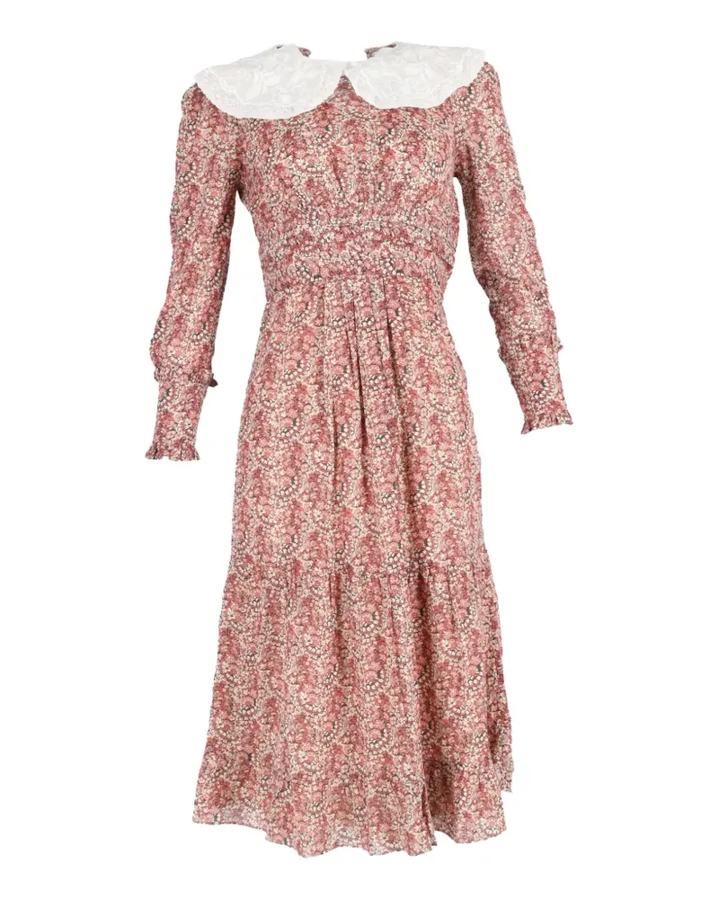 ba&sh Peter Pan collar printed midi dress - Rot Rot