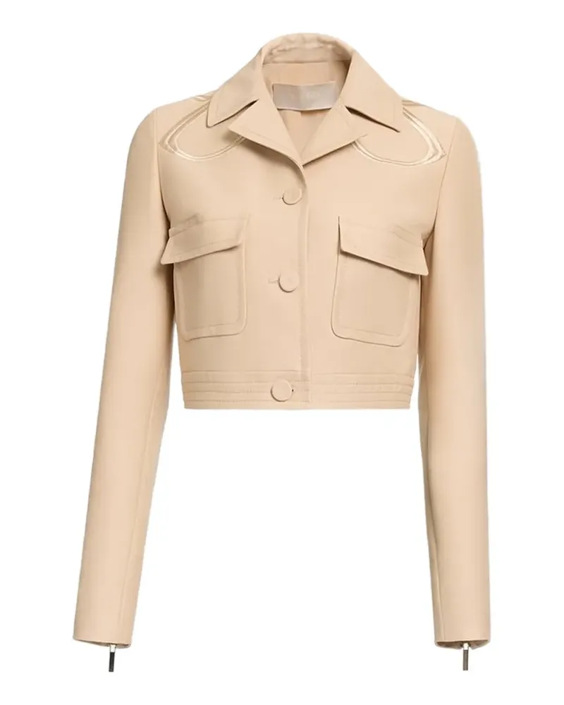 Elie Saab monogram-embroidered gabardine jacket - Nude Nude