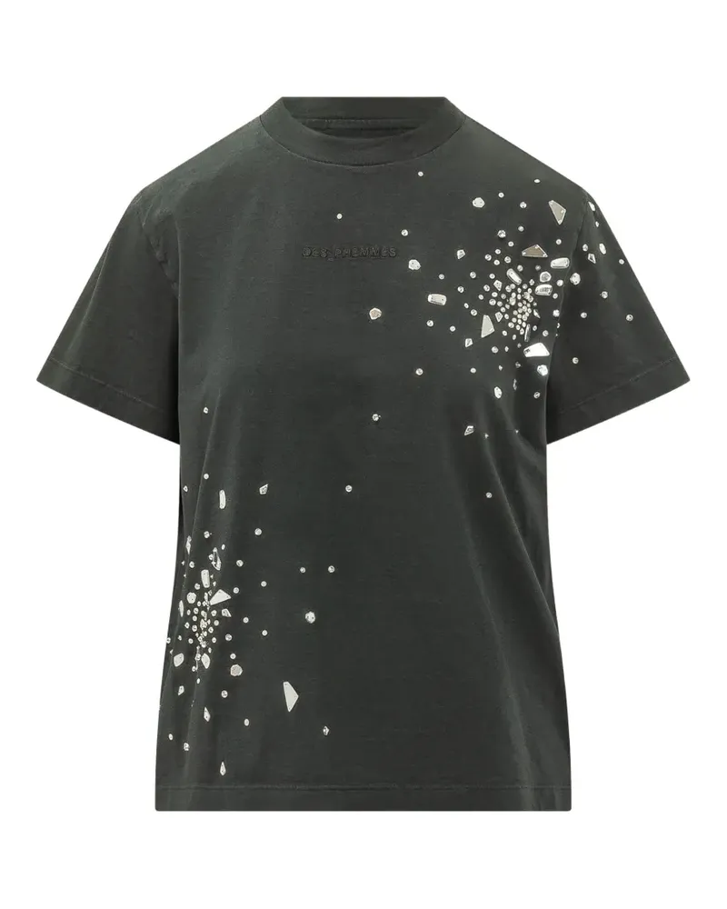 Des Phemmes T-Shirt mit Kristallen - Schwarz Schwarz