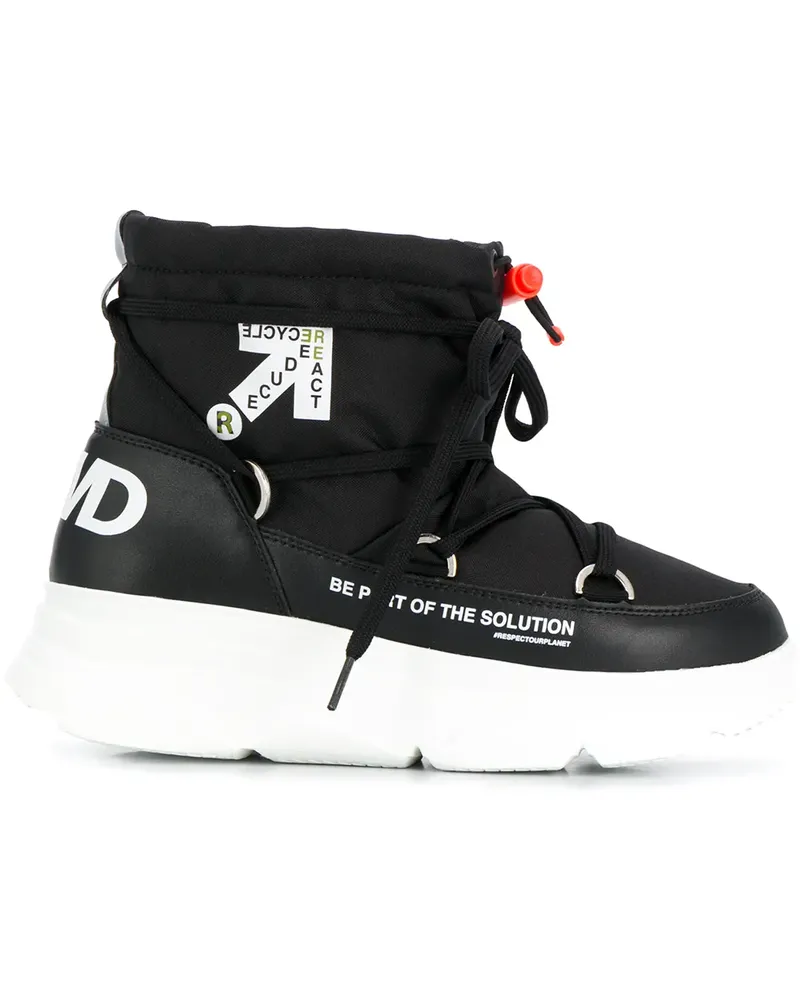 F_wd Schneestiefel mit Logo - Schwarz Schwarz