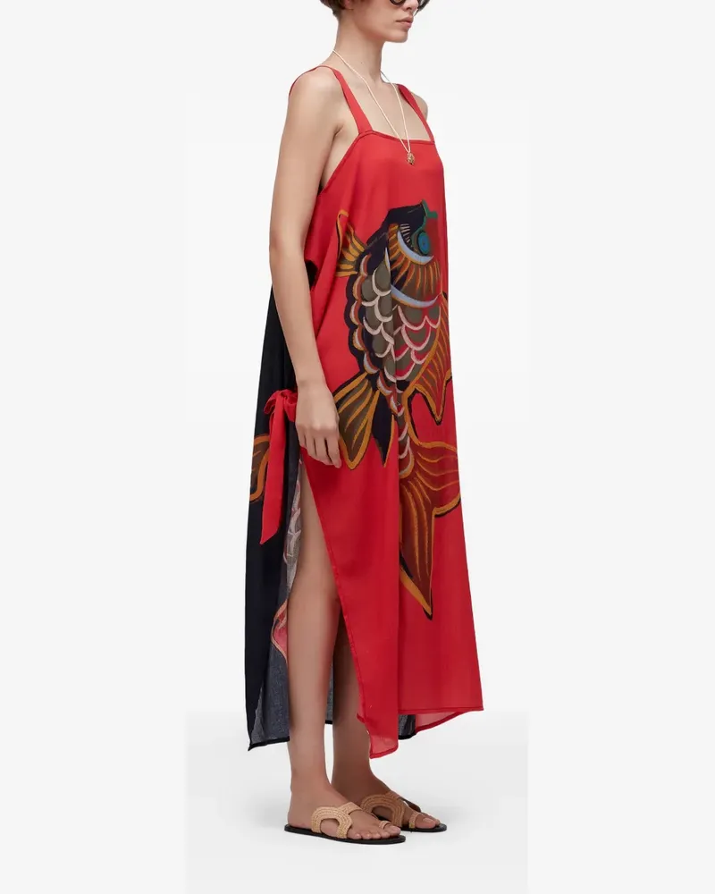 Osklen Pareo Peixe Maxikleid mit Fisch-Print - Rot Rot