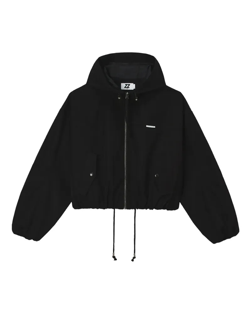Izzue Oversized-Kapuzenjacke mit Logo - Schwarz Schwarz