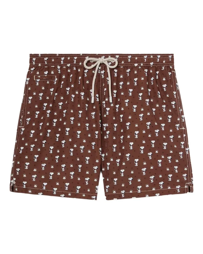 MC2 Saint Barth x Peanuts Lighting Snoopy Badeshorts mit Kaffee-Print - Braun Braun