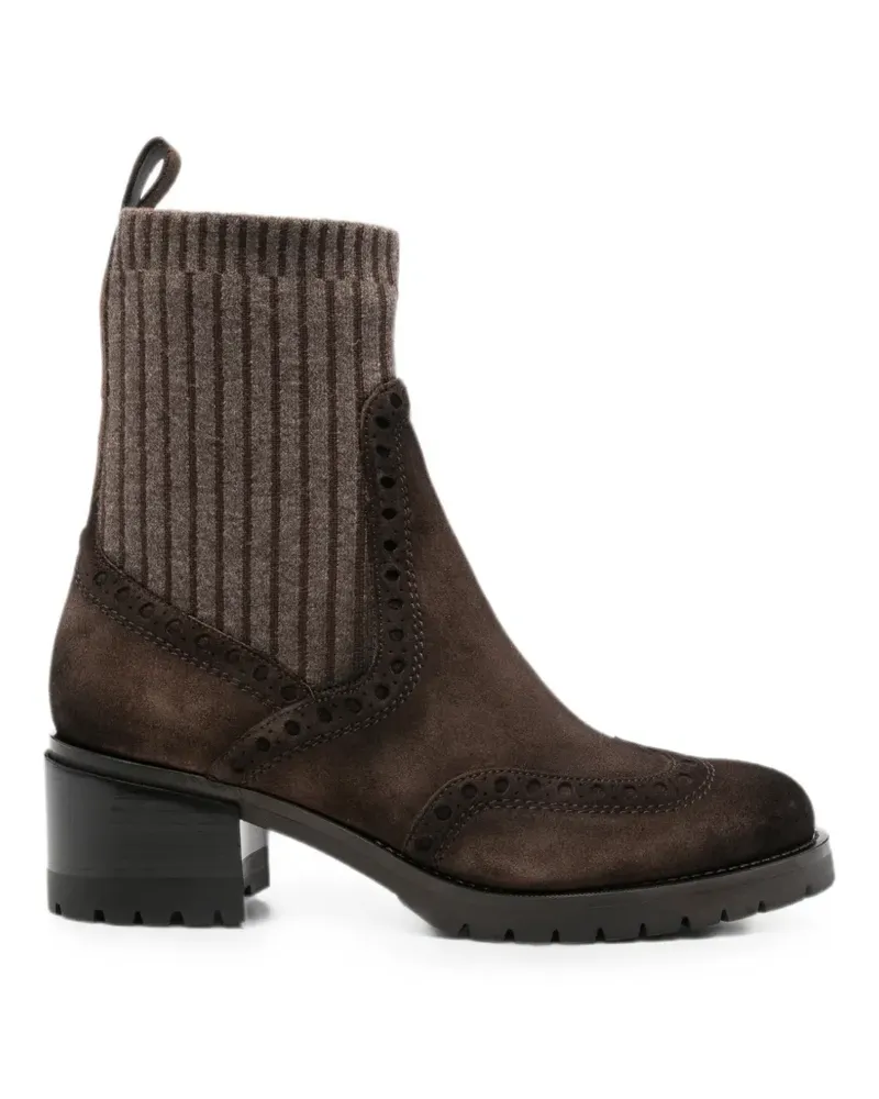 Santoni brogue-detail sock ankle boots - Braun Braun