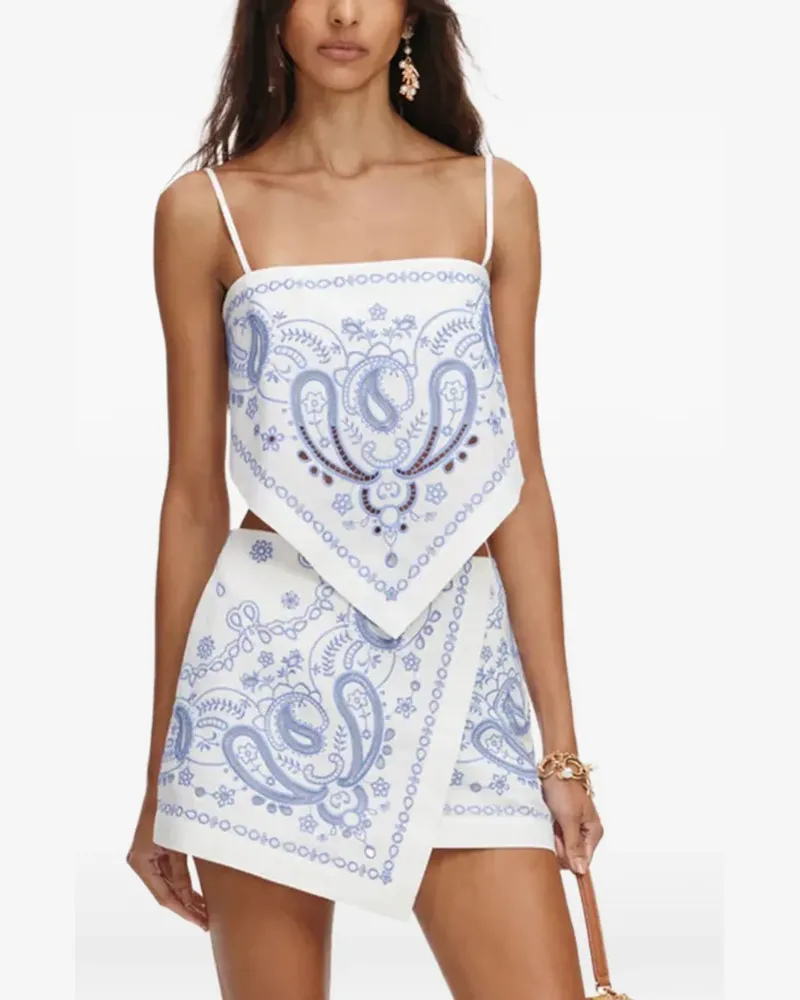 Self-Portrait paisley mini skirt - Weiß Weiß