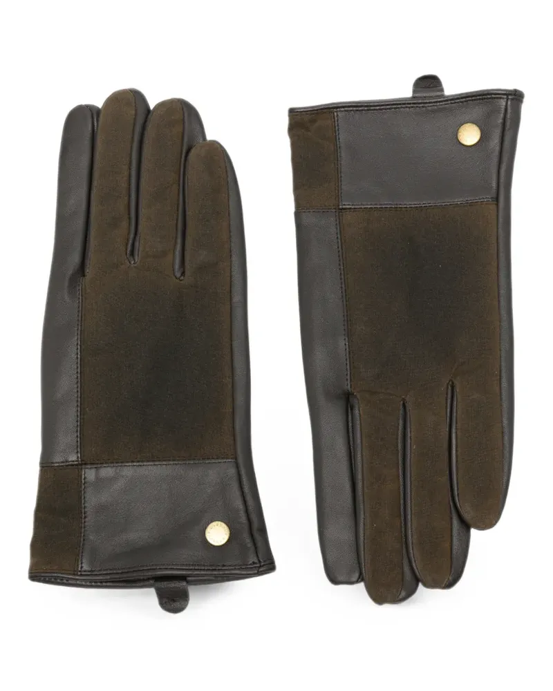 Barbour logo-stud panelled leather gloves - Braun Braun