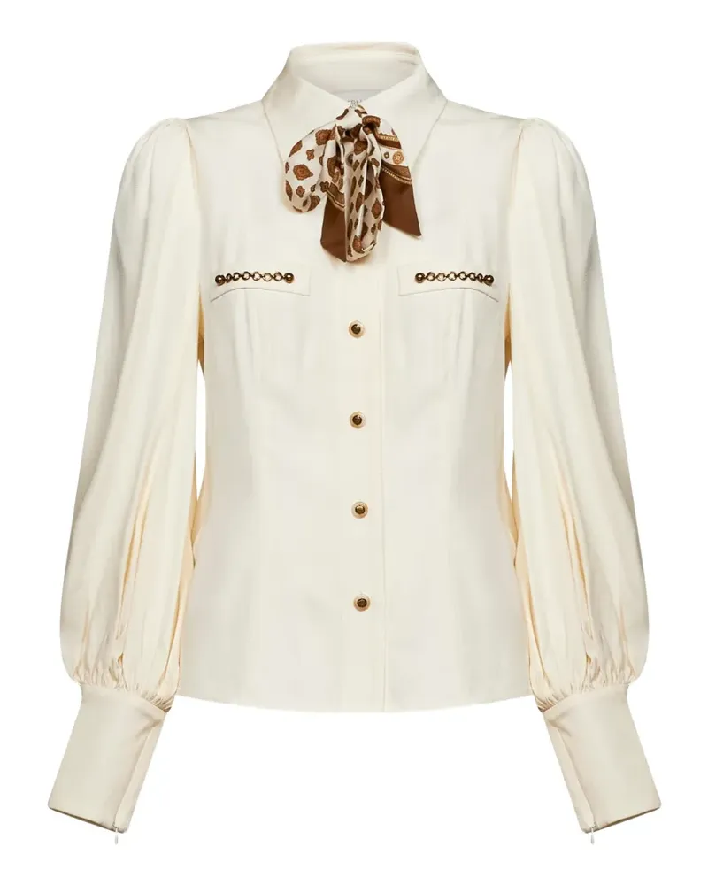 Zimmermann bow-detail puff-sleeve shirt - Nude Nude